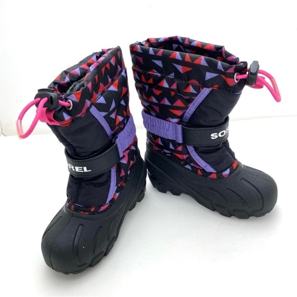 SOREL Youth Flurry Print Winter Snow Shell Boot in purple with Black 1755432010 - Picture 8 of 12